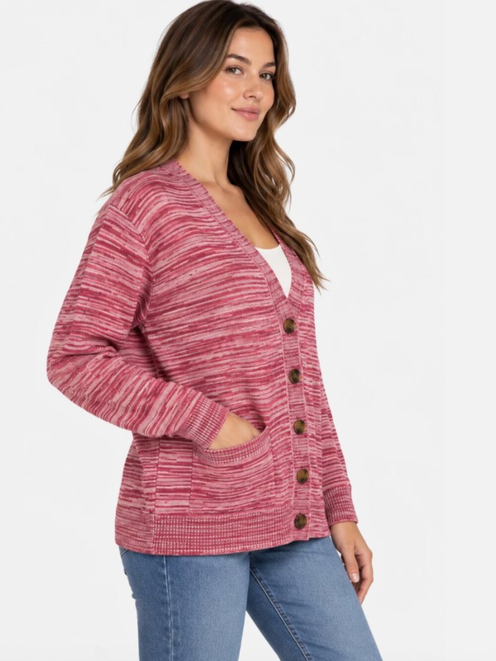 State of Day Women's Marled Knit Button Front Cardigan Crimson Red Size:M NWT - Picture 3 of 3